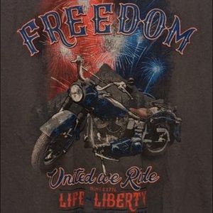 Patriotic Mens 3X Cut Out Sleeves Freedom Ride United We Ride 100% Cotton